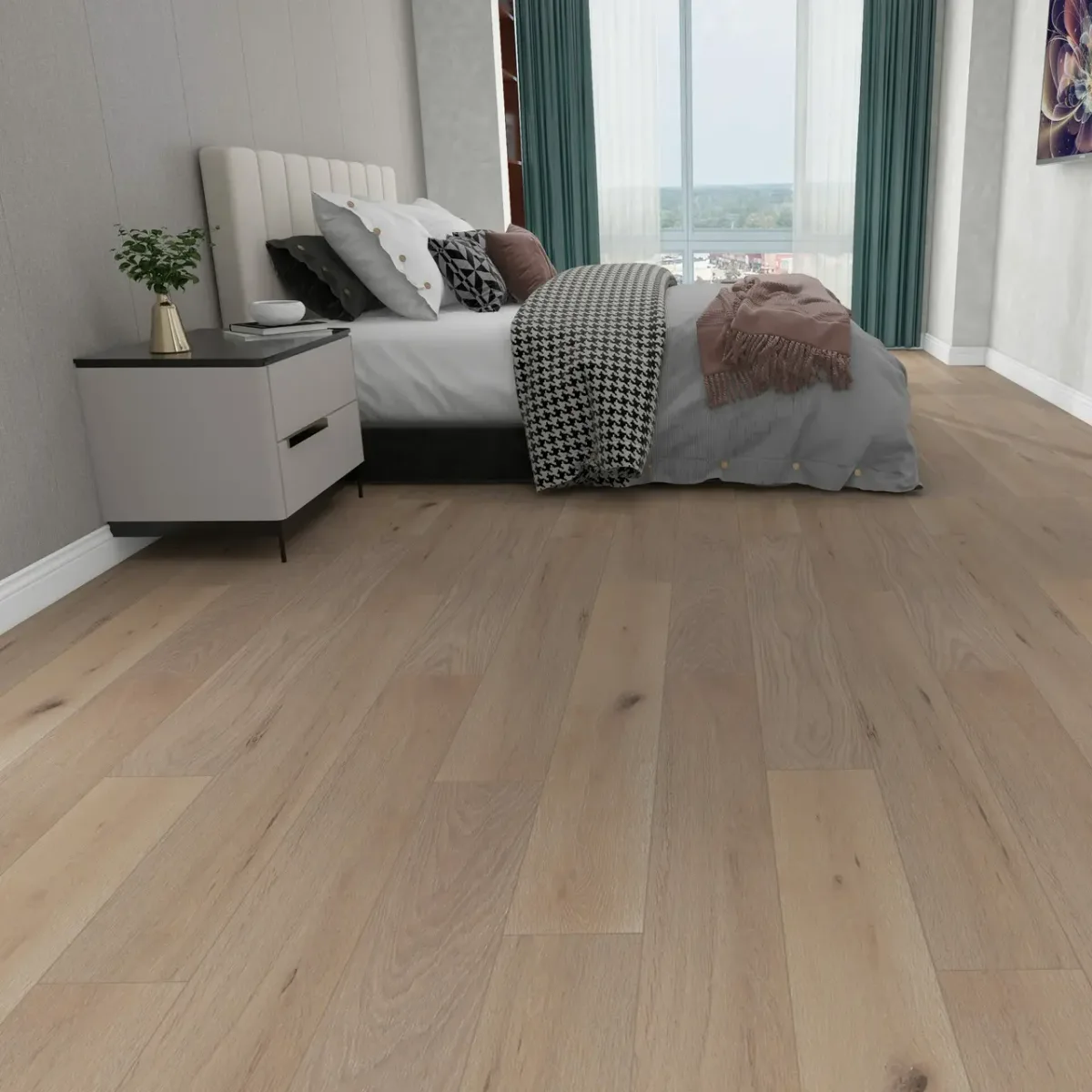 Almond Oak engineered timber flooring, 14/2mm