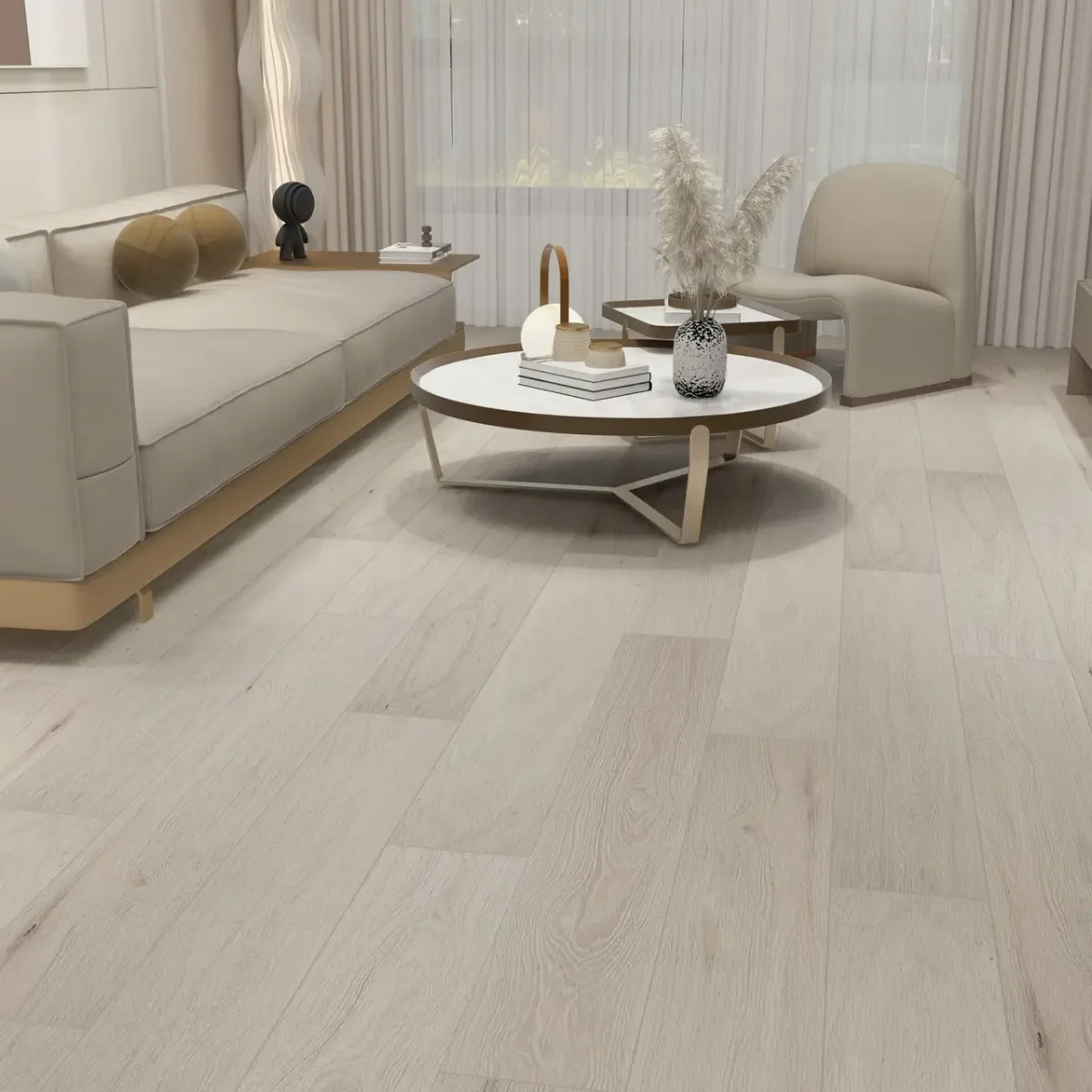 Chalk Oak engineered timber flooring, 14/2mm