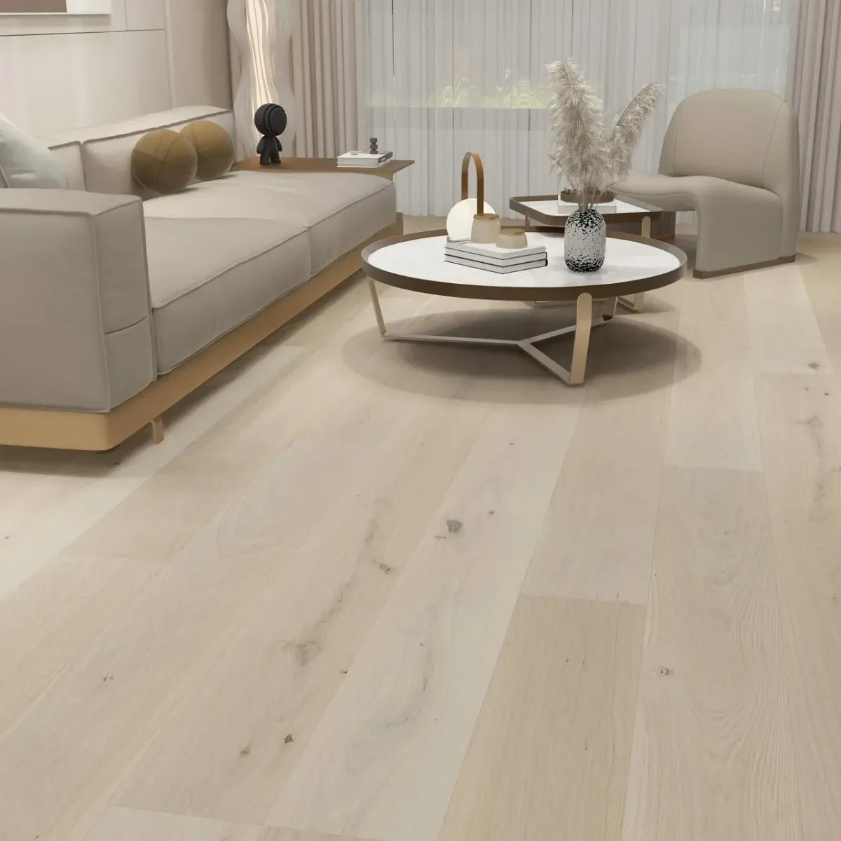 Linen Oak engineered timber flooring, 14/2mm